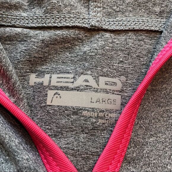 Head Gray With Pink Trim Hooded Long Sleeve Pullover Size Large - Picture 4 of 12